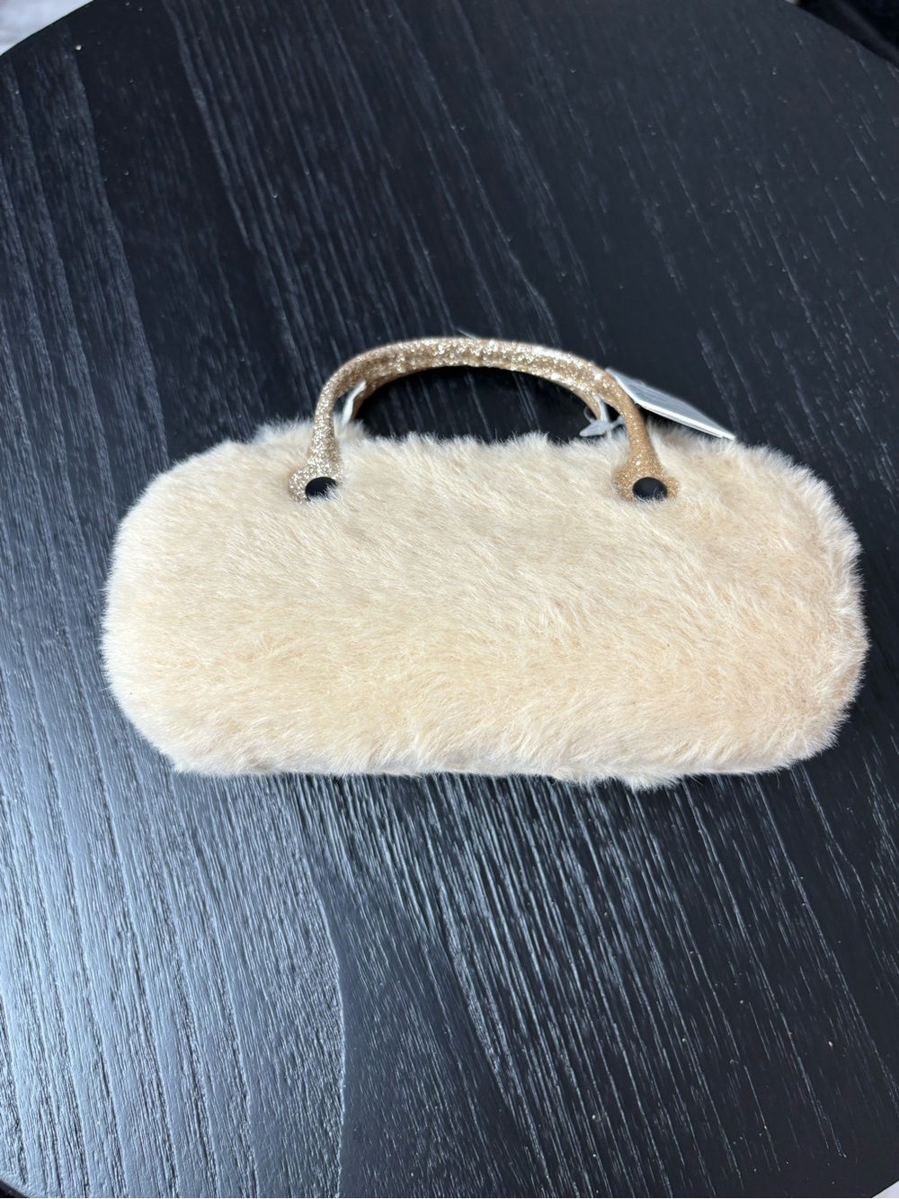 Kids Plush Bear Handle Eyewear Case Purse in Beige - Picture 2 of 4